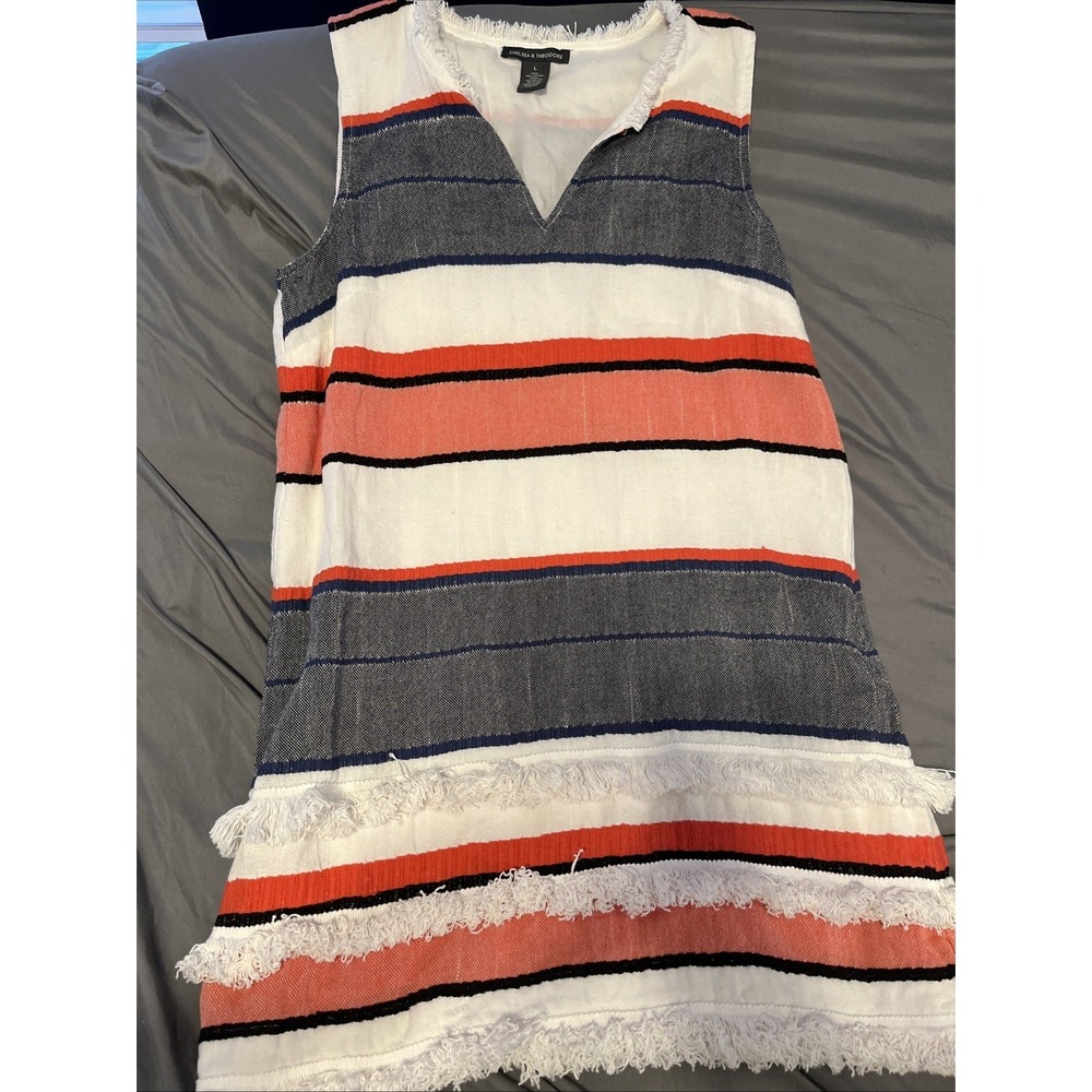 Chelsea & Theodore Ruffle Dress  Cool Cotton Coral  Summer Size L